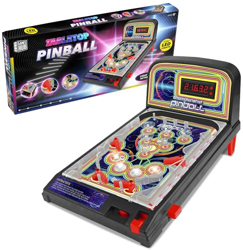 abeec Tabletop Pinball Game with LED Lights and Sound Effects – Interactive Pinball Machine for Kids and Adults, Ages 5+ – Portable and Fun Arcade Game