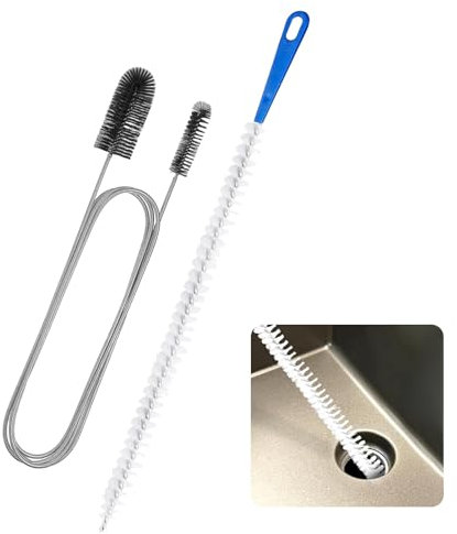 Lot de 2 déboucheurs en spirale, brosse de nettoyage de canalisations à double tête en acier inoxydable, brosse de drainage, bâtonnets de débouchage, brosse de nettoyage flexible pour tuyaux larges,