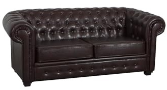 RestNest Chesterfield Sofa Set 3+2 Seater, Brown Leather Suite