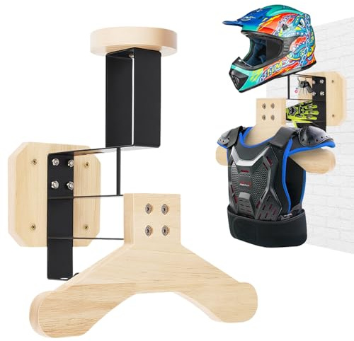 MidingChai Motorrad Garderobe Kinder, Helmhalterung Wand - Kinder Motorradhelm Halterung für Helm und Protektoren, Motorräder, Fahrräder, BMX, Skateboards, Rugby