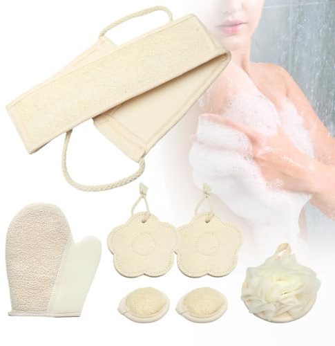 Suerhatcon Lot de 6 éponges luffa naturelles - Brosse pour le dos - Éponge exfoliante et éponge de nettoyage