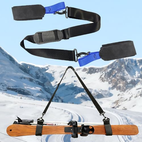 Moling Tracolla Fascia Porta Sci,Cinghia Regolabile per Trasporto Clipstick,Cintura da Spalla,Cinturino per Snowboard,Bastoncini Sci