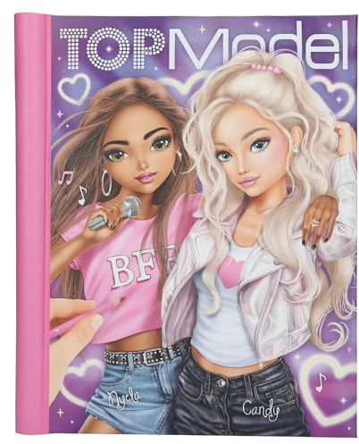 Depesche 13722 TOPModel My BFF - Libro da colorare con LED e Suoni, con Oltre 40 Pagine prestampate da disegnare, Set con Carta, Stencil, Adesivi e Molto Altro.