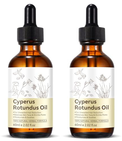 Cacukn 2 Pcs Cyperus Rotundus Oil, Cypress Rotundus Oil for Hair Removal, Naturally Reduce Unwanted Hair Growth, Reducing Body Hair Growth, For All Skin Types, Non-irritating Formula