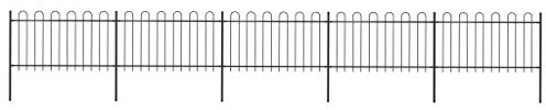 vidaXL Recinzione da Giardino con Parte Superiore ad Anello in Acciaio 892,5x100 cm Nero