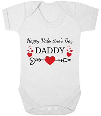 Second Ave Happy Valentine's Day Daddy Baby Grow Vest White Shortsleeve Babygrow Bodysuit