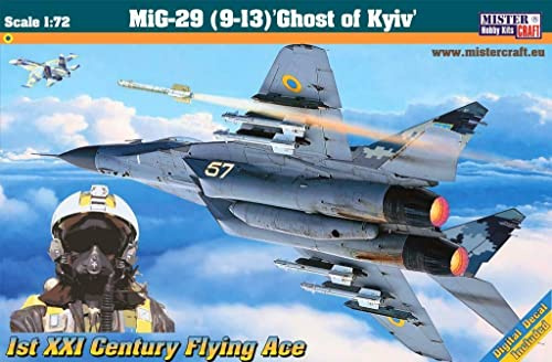 Mistercraft MIG-29 (9-13) Ghost of Kiev Scala 1:72, kit di costruzione in plastica, kit da assemblare, con colla, modello in plastica, istruzioni per la costruzione, 264 mm x 220 mm