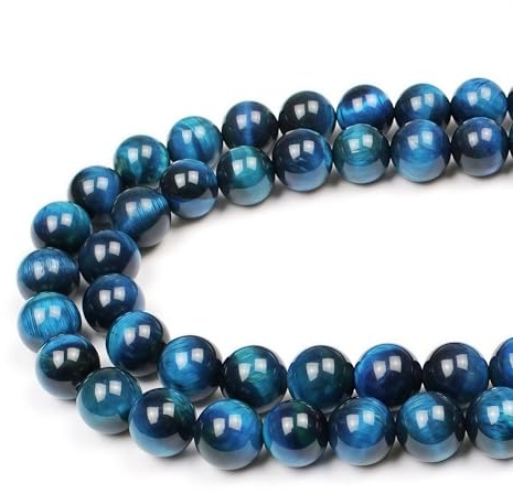 MJDCB 6mm 60st Sten Pärlor Himmelblå Tigeröga Runda Lösa Naturliga Halvädelsten för Tillverkning Armband Halsband Smycken