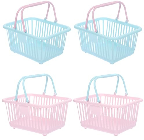 Gadpiparty 4pcs Small Shopping Basket, Mini Play Shopping Basket, for Bathroom Kitchen Playroom and Versatile Organizer Bin for Toys Cosmetics and Snacks