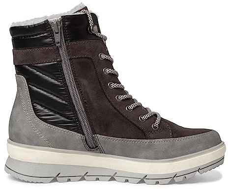 Jana Damen Winterstiefeletten zum Schnüren Gefüttert Plateau Weite H Mehrweite, Grau (Graphite), 37 EU