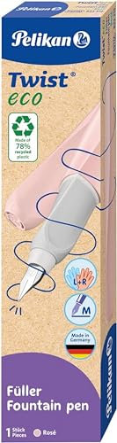 Pelikan Twist eco Füllhalter, Edelstahl-Feder in Strichbreite M inkl. Tintenpatrone, rose