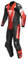 Dainese Combi Misano 3 D-Air Perf. 1PC Leather Suit Air Bag Combi, nero/rosso/rosso fluo 52