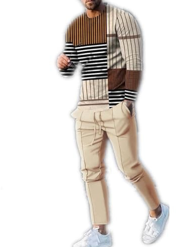 AKIF Tuta da uomo in 2 pezzi e tuta casual a maniche lunghe con zip a quarto e polo da jogging per uomo, 17, Medium