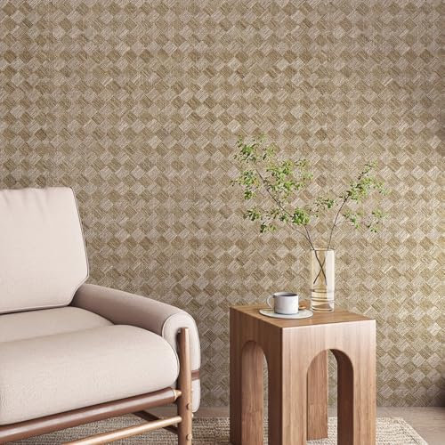 Livelynine Papier Adhesif pour Meuble Beige Marron Imitation Rotin Rouleau Adhesif pour Meuble Beige Armoire Commode Papier Peint Adhesif Mural Chambre Salon Vinyle Adhesif Meuble Scandinave 40CMx2M