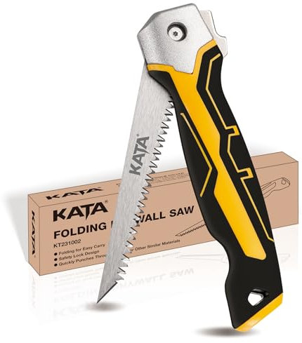 Scie à Main Pliante Scie à Plaques de Plâtre Multifonction Scie Cloisons Sèches Avec Poignée Antidérapante et Verrouillage de Sécurité,Polyvalente pour Panneaux muraux,Contreplaqué et PVC