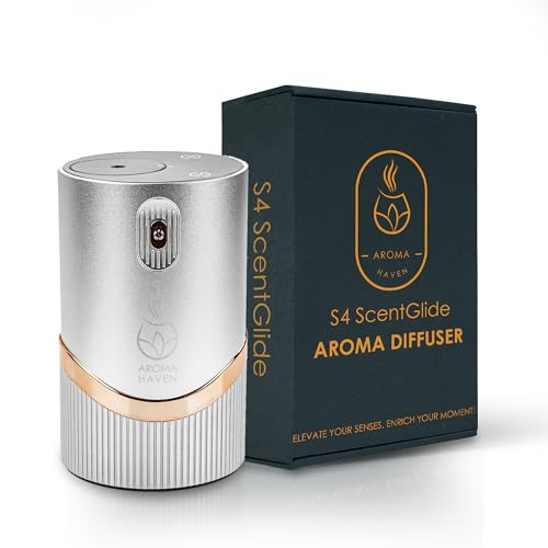 Aroma Haven S4 ScentGlide Waterless Oil Diffuser Nebulizer | Portable Rechargeable Wireless Aromatherapy for Essential Oils | Home, Office, Car Freshener | Electric Aromatherapy Diffuser (Rose Silver)