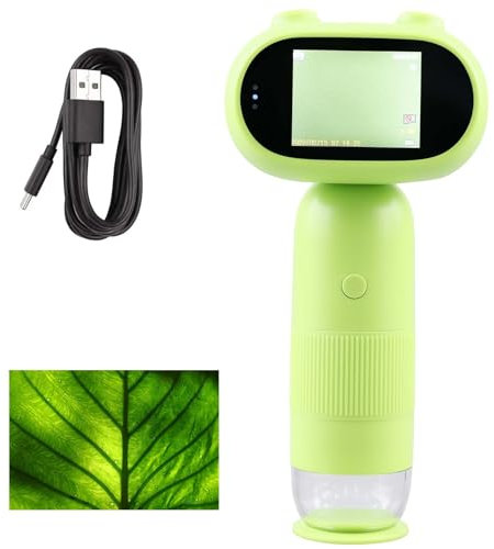 Handy Mikroskop für Kinder, 1000X Tragbares Handmikroskop, 2 IPS-Bildschirm Digitales Mikroskop, Handheld Kindermikroskop, 8 LEDs Foto/Video Aufnahme USB-Aufladung Kompatibel mit PC Kinder ab 8