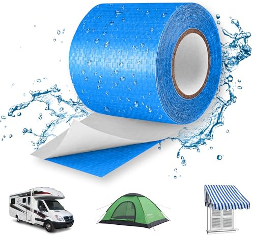 Lechin Cinta Adhesiva, 5,7cm x 10m Cinta americana extrafuerte, Cinta adhesiva impermeable, Cinta de Reparación para lonas de camiones, toldos, tiendas, piscinas, PE, Azul