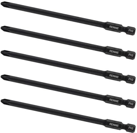 5 x Rennie Tools 116mm Long PH2 Compatible with Hilti SMD 57 Autofeed Collated Drywall Screwdriver Gun Bit Heavy Duty Phillips No.2 Compatible with Hilti SMD 57