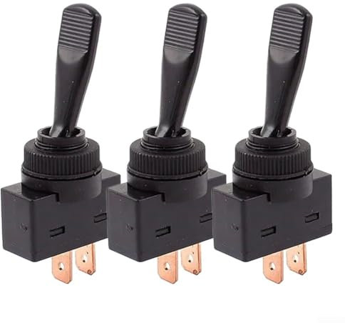 Interruptores de palanca negros para coches, 12 V 20 A, diseño de mango plano, rendimiento fiable