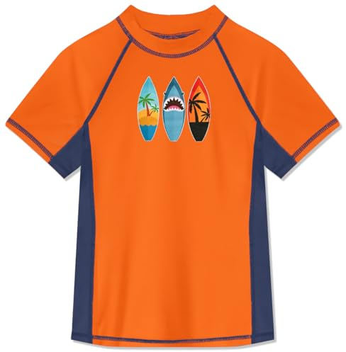 BesserBay Kinder Druck Kinder Badeshirt mit UV-Shutz Bademode UV Shirt Swimsuit Rashguard Orange 130