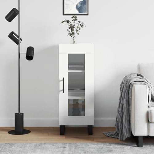 Iiaky Sideboard Hochglanz-Weiß 34,5x34x90 cm Holzwerkstoff Sideboard Wohnzimmer Buffetschrank Cabinet MöBel Wohnzimmer - 828822