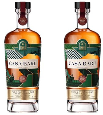 Casa Baru Double Crop Rum, Premium Aged Pure Pot Still Rum from Panama, 2 x 70cl, 40% ABV, made with Locally Sourced Ingredients, Oak Barrel finished, great for gifting Rum lovers