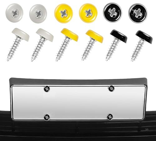 6 Pcs Number Plate Oversized Screws,Multicolor Plastic Top Car Number Plate Screws Mix Replacement for Car Registration Plates and License Plates (2x White 2x Black 2x Yellow)