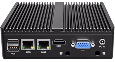 Fläktfri Mini PC, Industriell PC, Mini-dator Celeron J4125 (upp till 2,7 GHz), HD + VGA Dubbel Dispaly-utgång, 2 x 1 000 Mbps LAN, DDR4 1 x M.2 nvme,USB3.0, COM, WiFi,INGEN RAM INGEN SSD