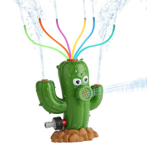 Delycazy Wasserspielzeug für Kinder, Outdoor Kaktus Wassersprinkler Wasserspritz Wasserspiel Gartenspielzeug Sprinkler Spiele für Jungen Mädchen ab 3 4 5 6 7 8 Jahre