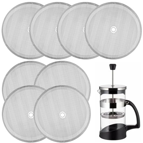 8 stycken filter för kaffepressnät, 10 cm fransk press-sil för kaffetryck | ersättningsfilterfilter filter för kaffepress nät, rostfritt stål ersättningsfiltersil för kaffe, tedrycker, fruktjuice