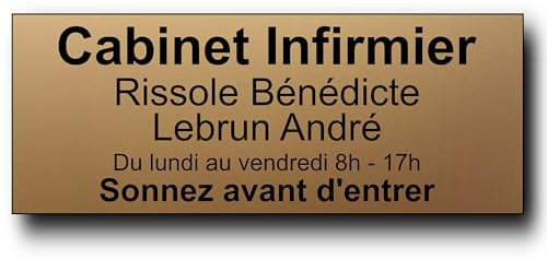 Plaque de Porte Personnalisée - 24x10 cm - Jusqu’à 5 lignes - Bureau, Nom, Profession Libéral, Cabinet Médical, Entreprise Intérieur/Extérieur, Signalétique Adhésive (Or Mat)