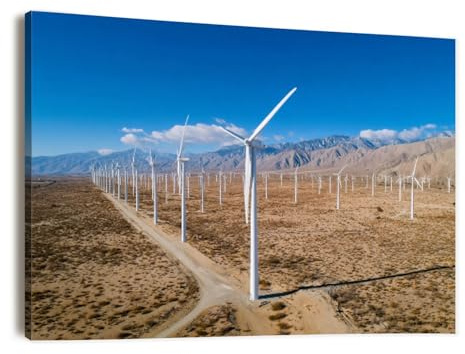 Canvas Wall Art Prints Picture Palm Springs Wind Farm close up Windmills Framed Large Size Artwork Wall Painting Home Decor for Living Room Bedroom Ready to Hang 24x36
