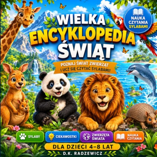 Moja wielka encyklopedia zwierząt: Encyklopedia zwierząt dla dzieci z nauką czytania sylabami | Ponad 100 zwierząt | Ciekawostki | Zadania edukacyjne | Dyplom dla małego odkrywcy