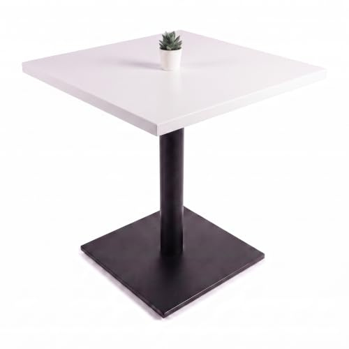 MetaloPro Rigel Bistrobord olivgrön – Industriellt pelarbord av 2 mm stål, sömlös bordsskiva, justerbara fötter, pulverlackerad – kafébord och gastronomibord – 70 x 70 x 75 cm