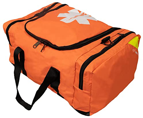 Primacare KB-4135-O First Responder Bag for Trauma, 21x12x9, Professional Compartment Kit Carrier for Emergency Medical Supplies, Orange