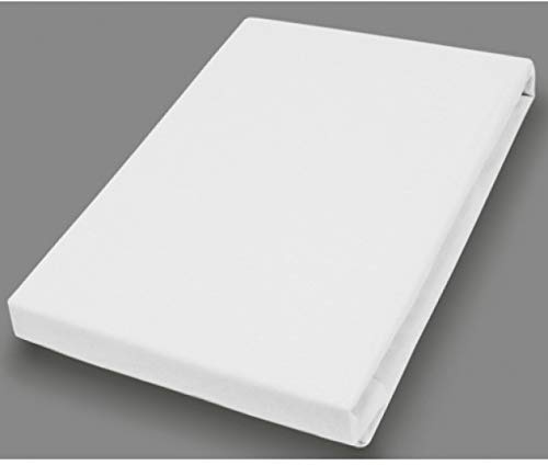 Primera Elastan-Feinjersey-Spannbettlaken für Topper (Boxspringbettauflage), weiß 140x200 bis 160x220 - Steg ca 4 - 10 cm
