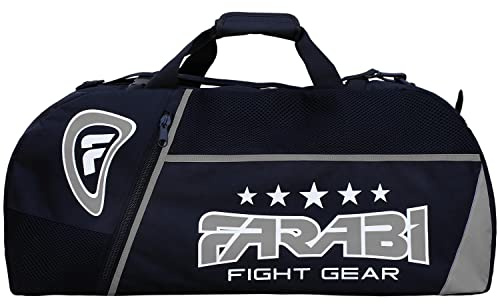 Farabi Sports Gym Fitness Borsa da allenamento invisibile Bretelle MMA, borsa da boxe Borsa da palestra da viaggio (Black/Grey)