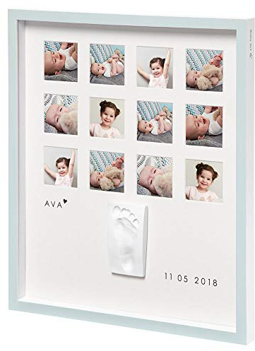 Baby Art - großer Foto Bilderrahmen mit Gipsabdruck Set für Baby Fußabdruck oder Handabdruck und Platz für 12 Fotos, Erinnerung an das erste Jahr, My Very First Year, vertikal, white, 3601094700