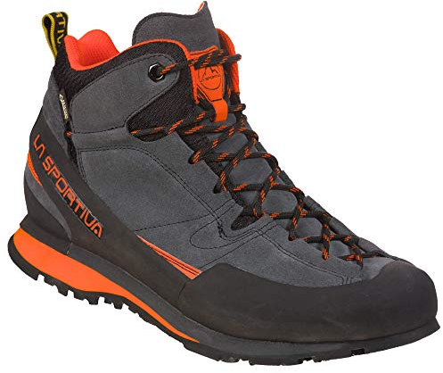 LA SPORTIVA Boulder X Mid GTX Grau-Orange - Gore-Tex Robuster Leichter Gore-Tex Leder Approach-Schuh, Größe EU 44.5 -