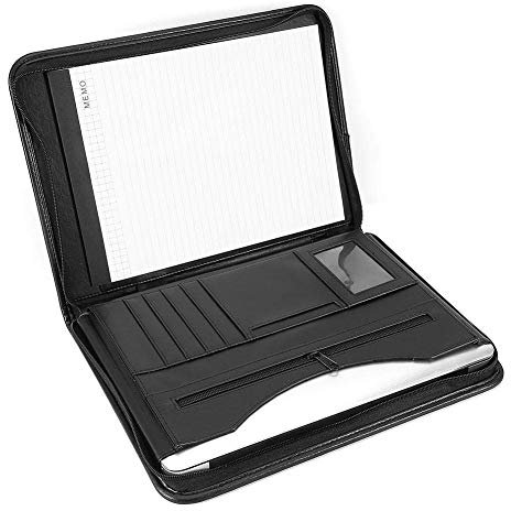 Schreibmappe Ringbuch A4, Dokumentenmappe Mappe mit vielen Kartenfächer, Ordnungsmappe mit Reißverschluss I Konferenzmappe I Aktenmappe