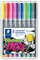STAEDTLER permanent Marker Lumocolor permanent ART, für fast alle Oberflächen, wisch- und wasserfest, F-Spitze Linienbreite 0,6 mm, nachfüllbar, 8 Universalstifte in sortierten Farben, 318 WP8-1
