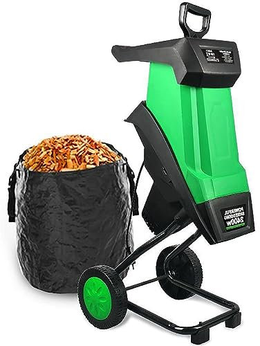 2400W Garden Shredder Wood Chipper, Electric Wood Leaf Branch Chipper Shredder Mulcher with 40mm Cutting Width, Multifunctional Leaf Branch Shredder with 50L Collection Bag