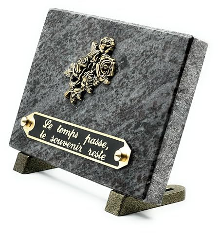 Placa Funeraria de Granito | Lápida Conmemorativa Personalizable | Ornamento Mortuorio (Gris)