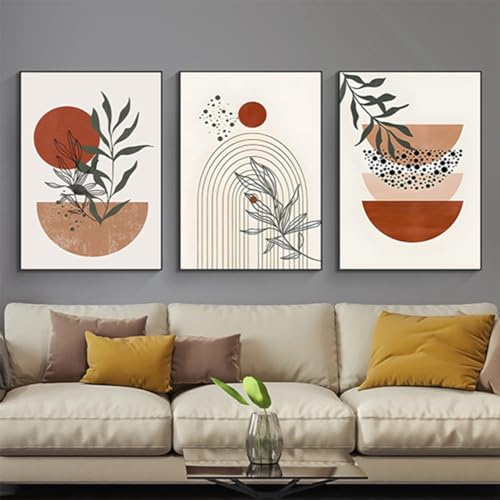 JNAOZI Cuadros De Plantas Estéticas - Conjunto De Pósteres Bohemios, Abstracto Moderno, Sin Marco (30x40cm*3 Piezas)