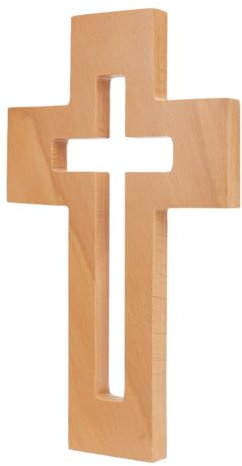 NBEADS Croce Da Muro In Legno, Croce Da Appendere In Legno Fatta A Mano Da 21.5x12.8cm per La Decorazione di la Parete Del Soggiorno di la Casa, di la Festa di Pasqua, Burlywood