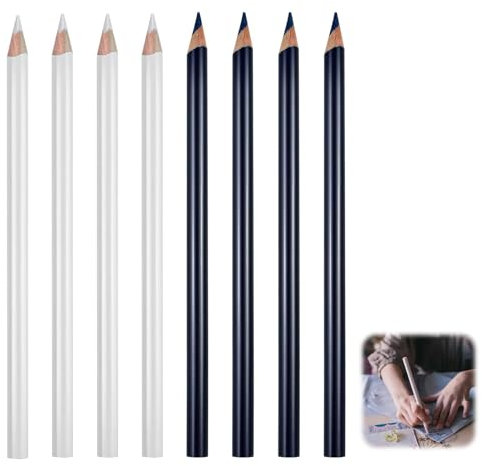 8 Stück Schneiderkreidestift Schneiderkreide Stift Nähkreide Stoffkreide Markierstifte Nähen, Trickmarker Stoff Schneider Stifte Sewing Stoffmarkierstift Weiß Blau Bleistift Leicht zu Reinigen