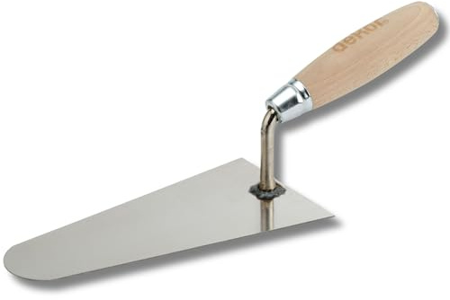 DEKOR Plaster and Brick Trowel - Size 8 - German Stainless Steel Ensures Rust-Free Performance for Masonry Tools, Bricklaying, Plastering - Commercial and DIY Use - Made in Europe - Wooden Handle