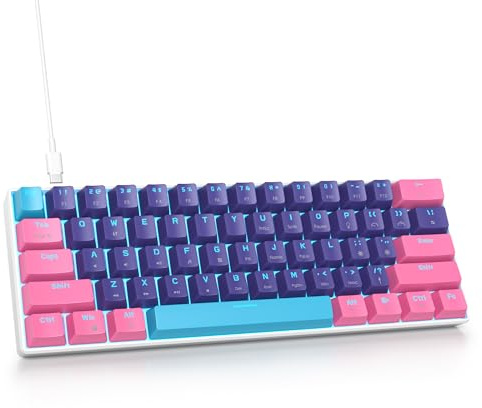 SbocKeeb Gaming tangentbord 60 %, trådbundet RGB mekaniskt tangentbord America QWERTY, mini 61 tangenter USB-tangentbord anti-ghosting för PC gamer typpist (GS61 RGB-61 Meitao)
