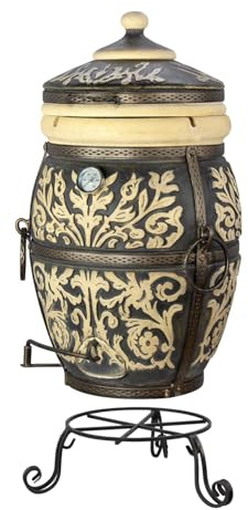 Tandoor - Horno Praga Grand Tandyr de cerámica refractaria | Barbacoa y ahumador para carne, pan, pizza, verduras | Chimenea de jardín de exterior Tandir Tanur para terraza y jardín